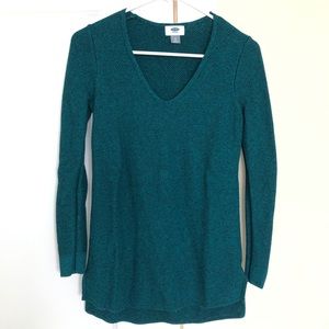 Old Navy Dark Teal Waffle Knit V-Neck Sweater